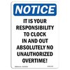 Signmission Safety Sign, OSHA Notice, 18" Height, Aluminum, It Is Your Responsibility To Clock Sign, Portrait OS-NS-A-1218-V-13742